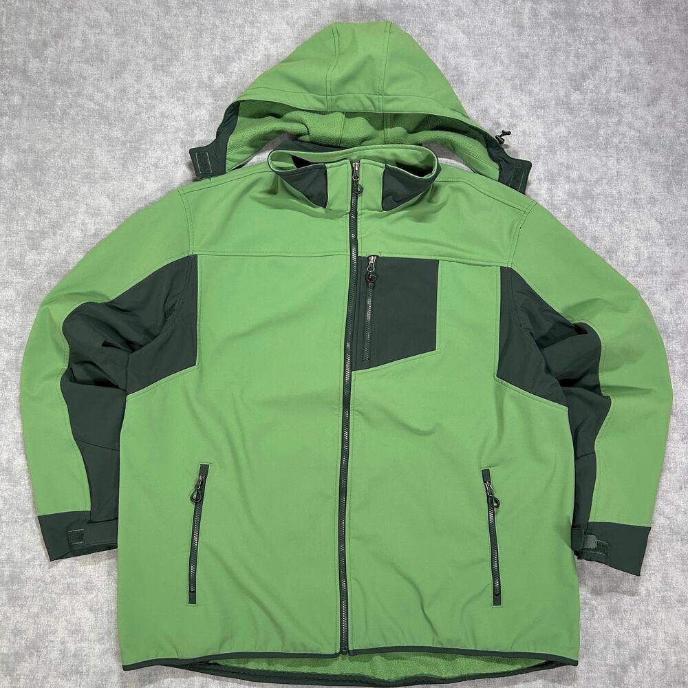 Duluth Trading Black Hills Windfront Hooded Softshell Jacket Green 2XLT 93207